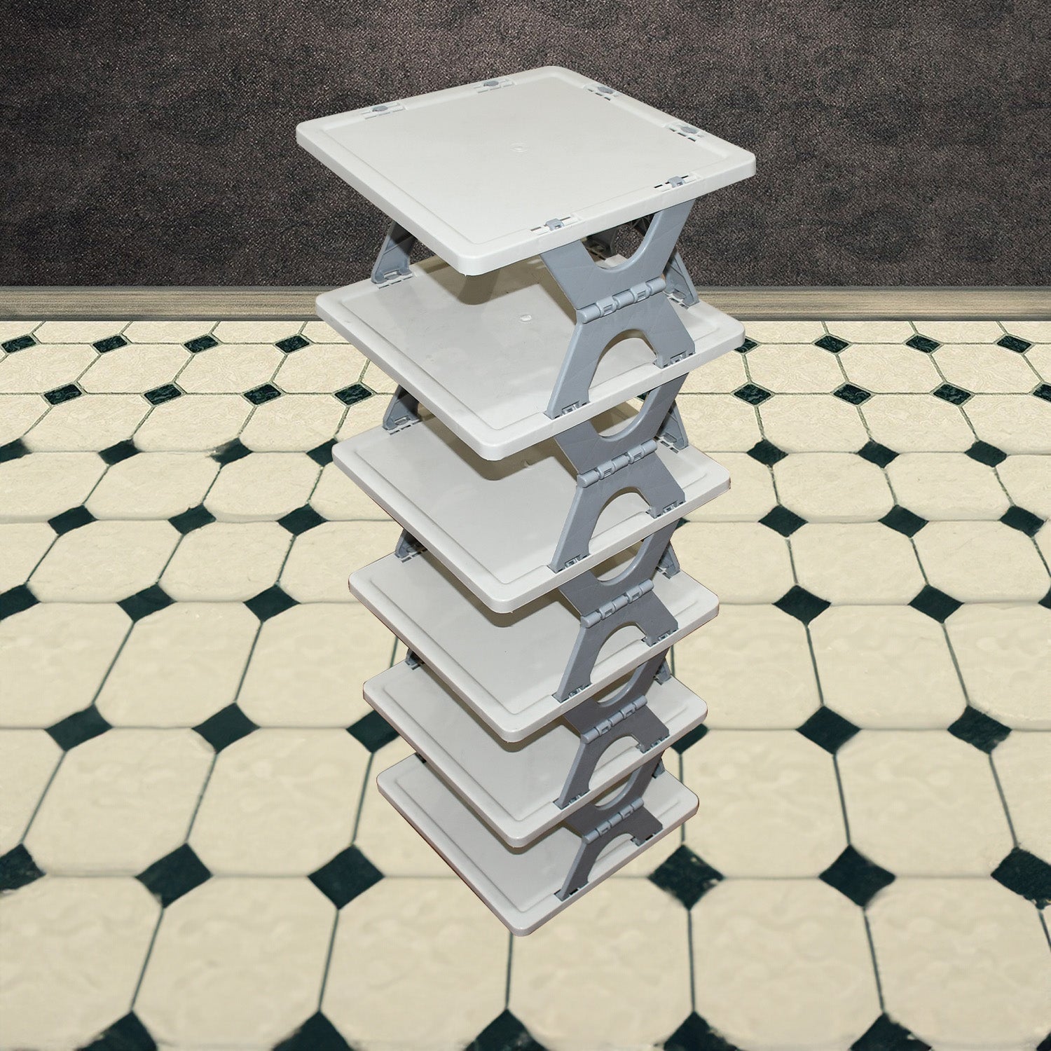 Foldable Shoe Rack (1 Pc, 6 Layers): Space-Saving, Entryway Storage Foldable Shoe Rack (1 Pc, 6 Layers): Space-Saving, Entryway Storage